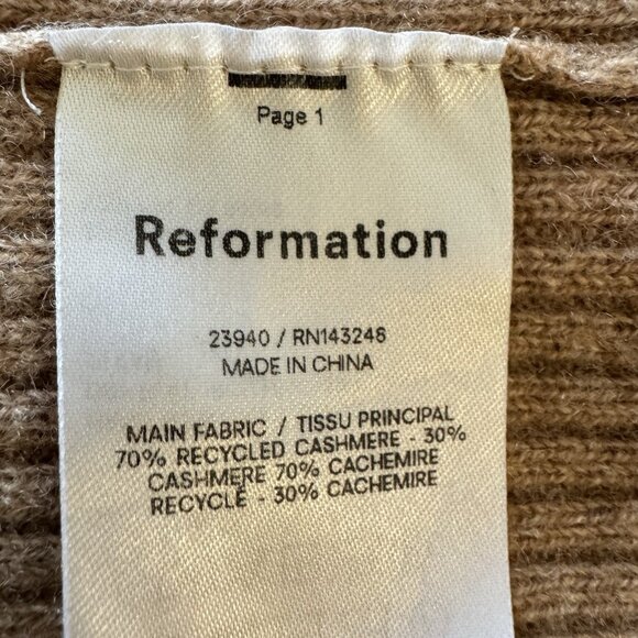 Reformation Women’s Luisa Cropped Sweater Size M Camel Turtleneck Cashmere - Picture 10 of 10